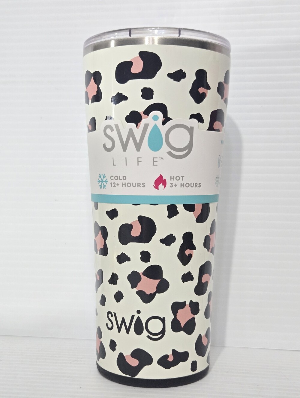 Insulated Tumbler - Cream & Pink Swig Life Luxy Leopard NWT